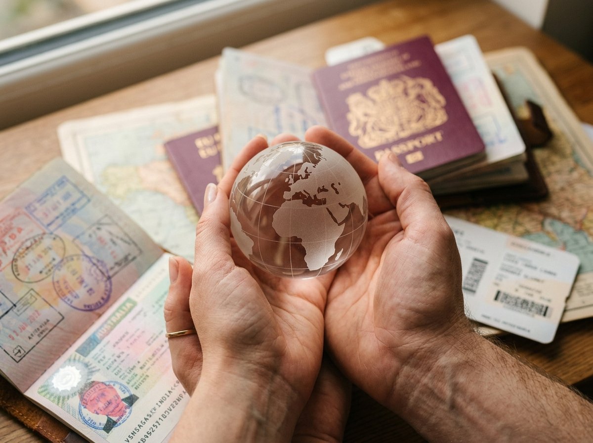 Hand Holding Crystal Globe - Global Mobility